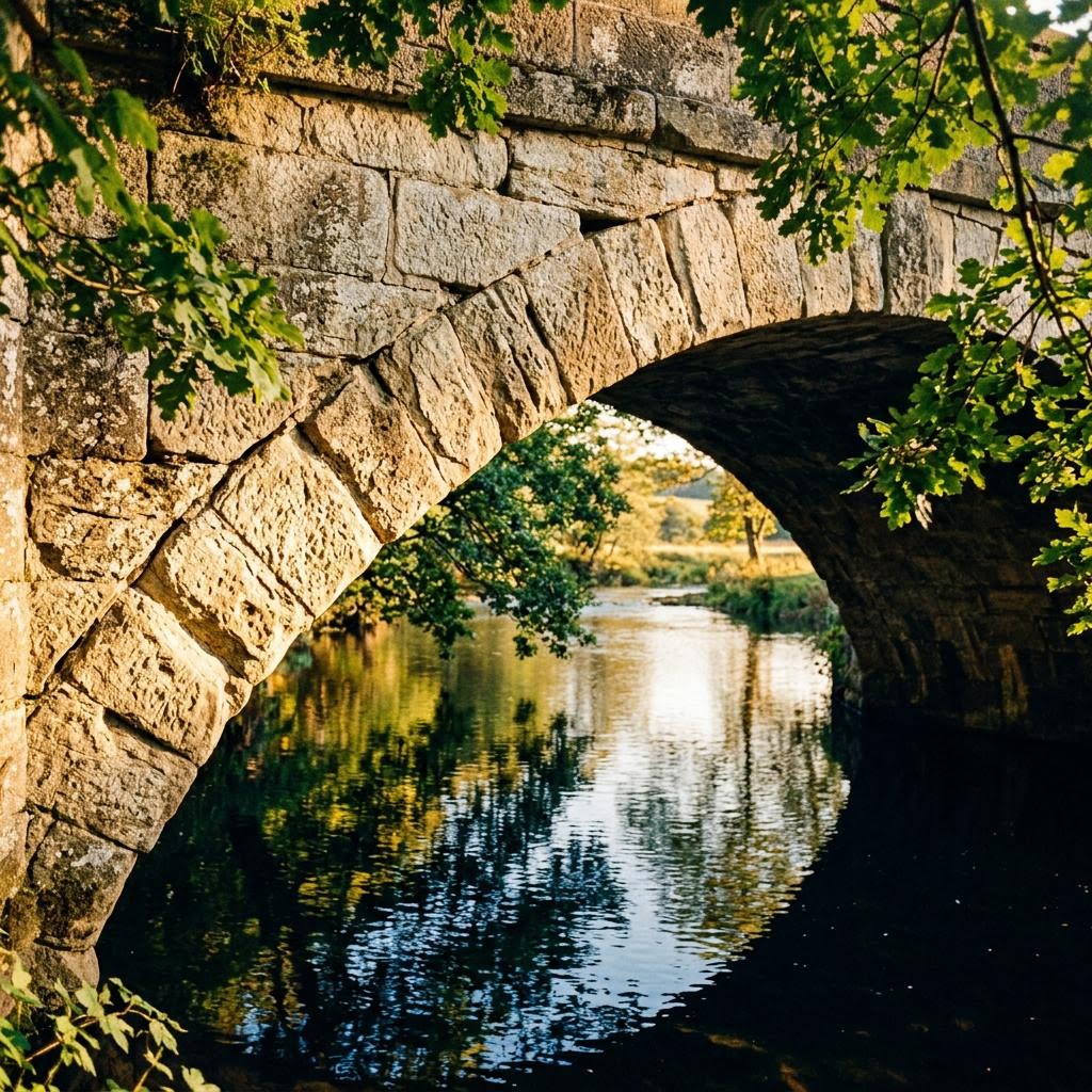 A stone archway framing a quiet passage