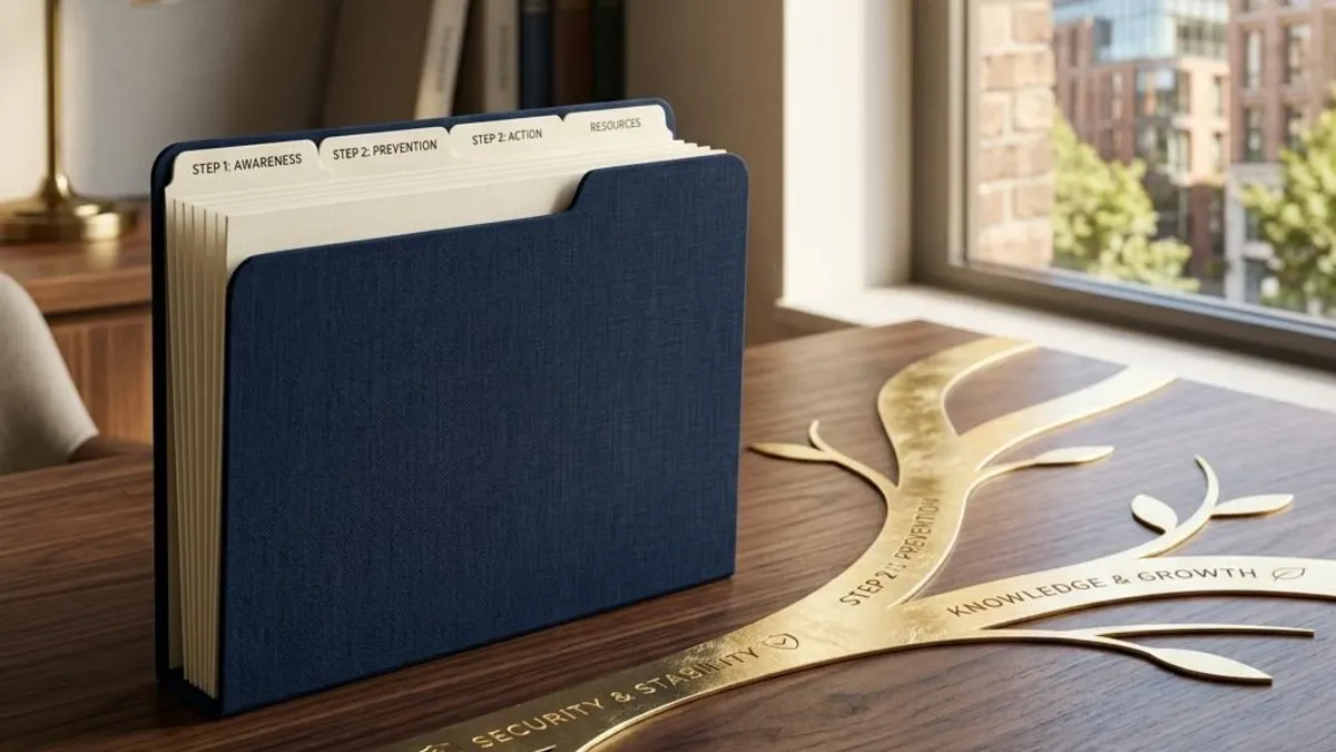 A marked decision letter beside an open, orderly evidence folder