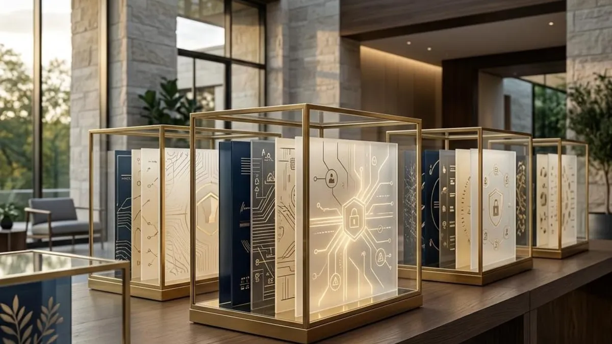 Paper correspondence carefully placed inside a translucent archive box